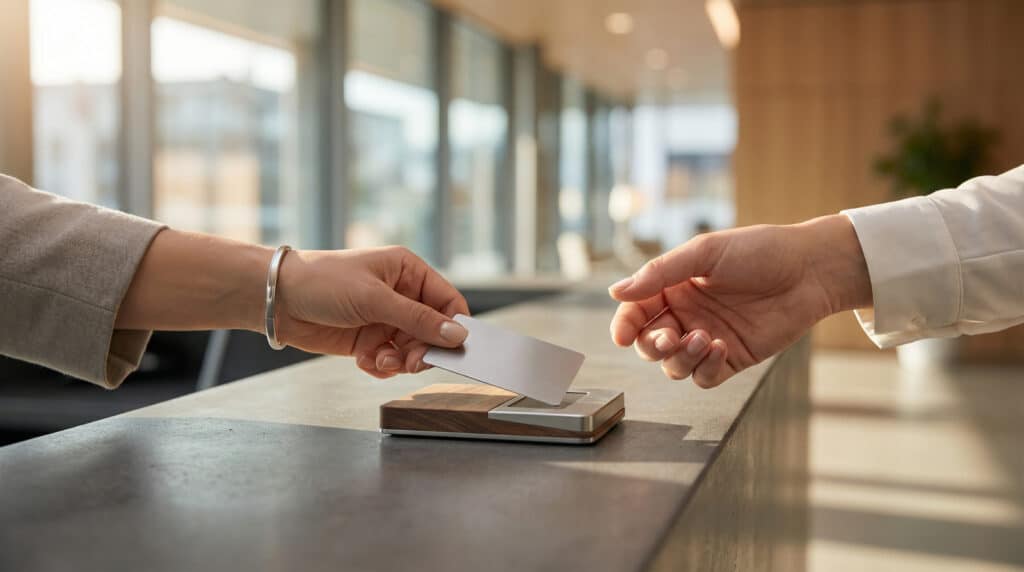 professional card exchange in a modern environment