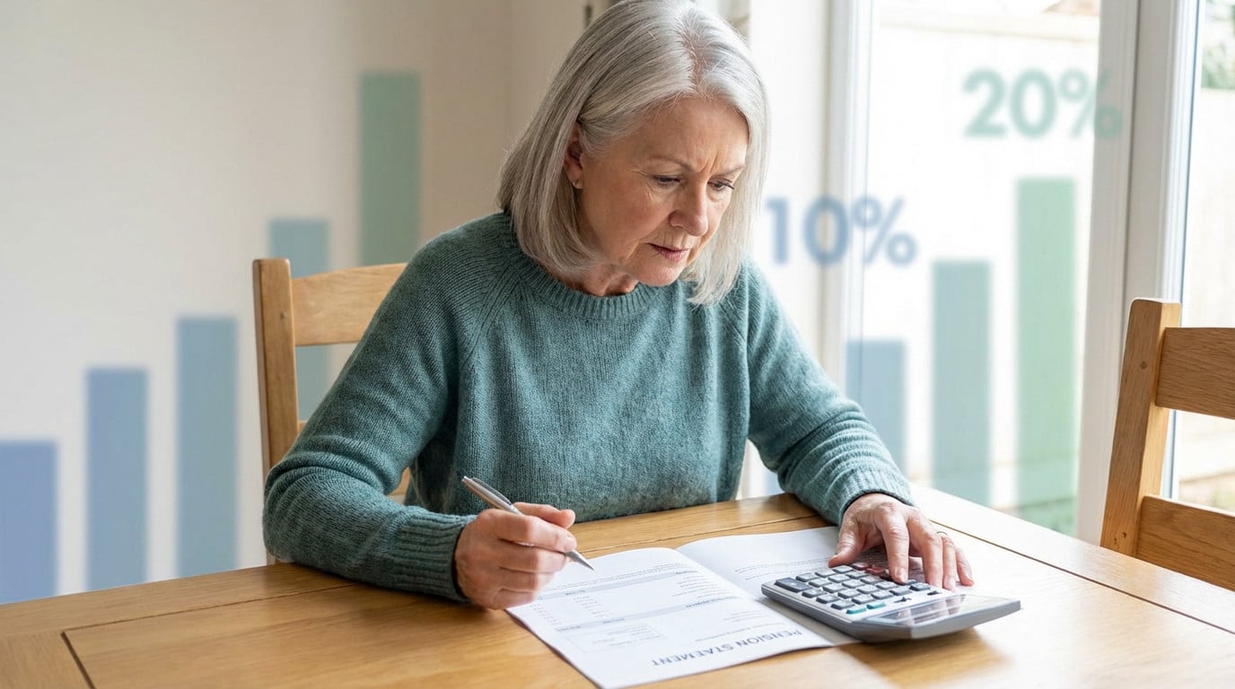 senior woman reviews pension statement