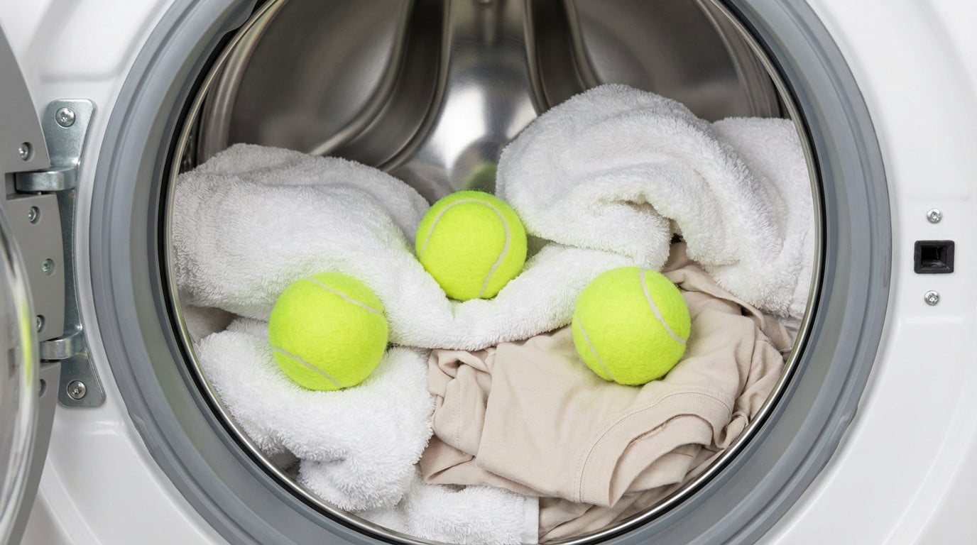 tennis balls in washer for fluffy laundry