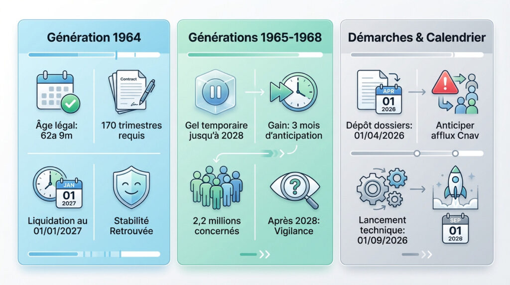 Infographie départ à la retraite suite à la suspension de la réforme des retraites