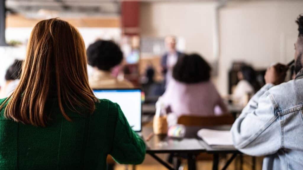 young woman during class in the university